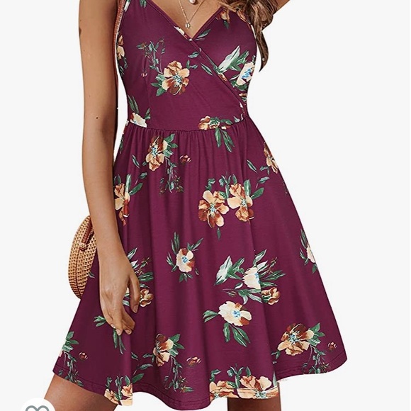 Womens summer dress burgundy size M - Picture 1 of 3